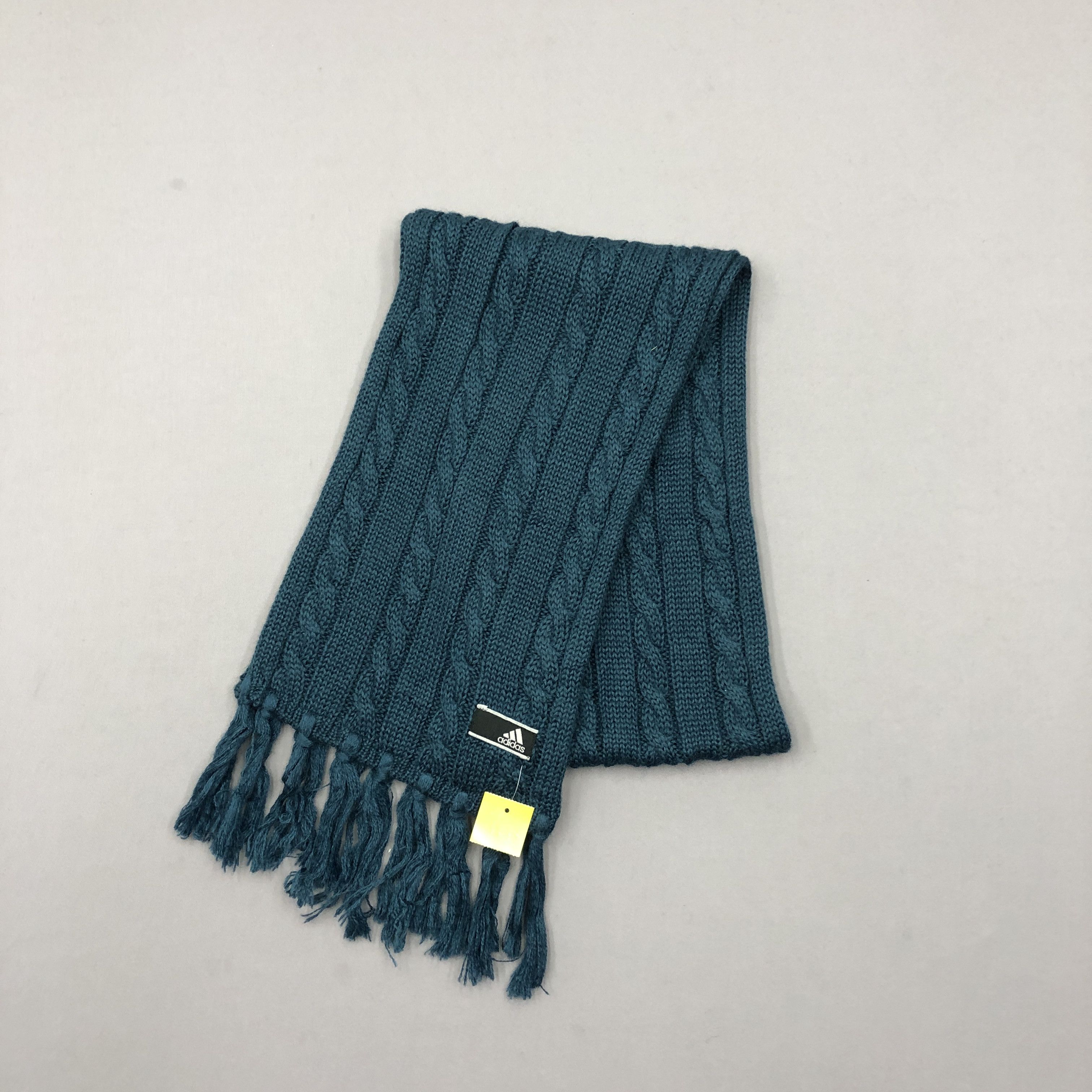 Vintage Adidas Scarf Muffler Cable Knit Ribbed Scarves