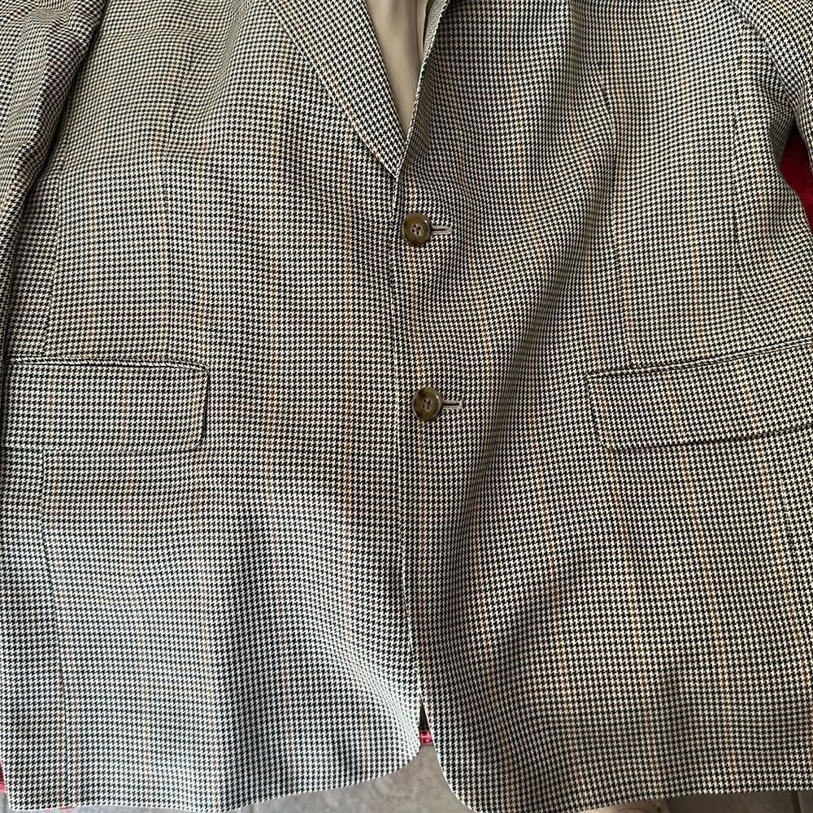 Burberry Burberrys Houndstooth 42R Plaid Blazer Vintage 90s Y2K Size 42R - 12 Thumbnail