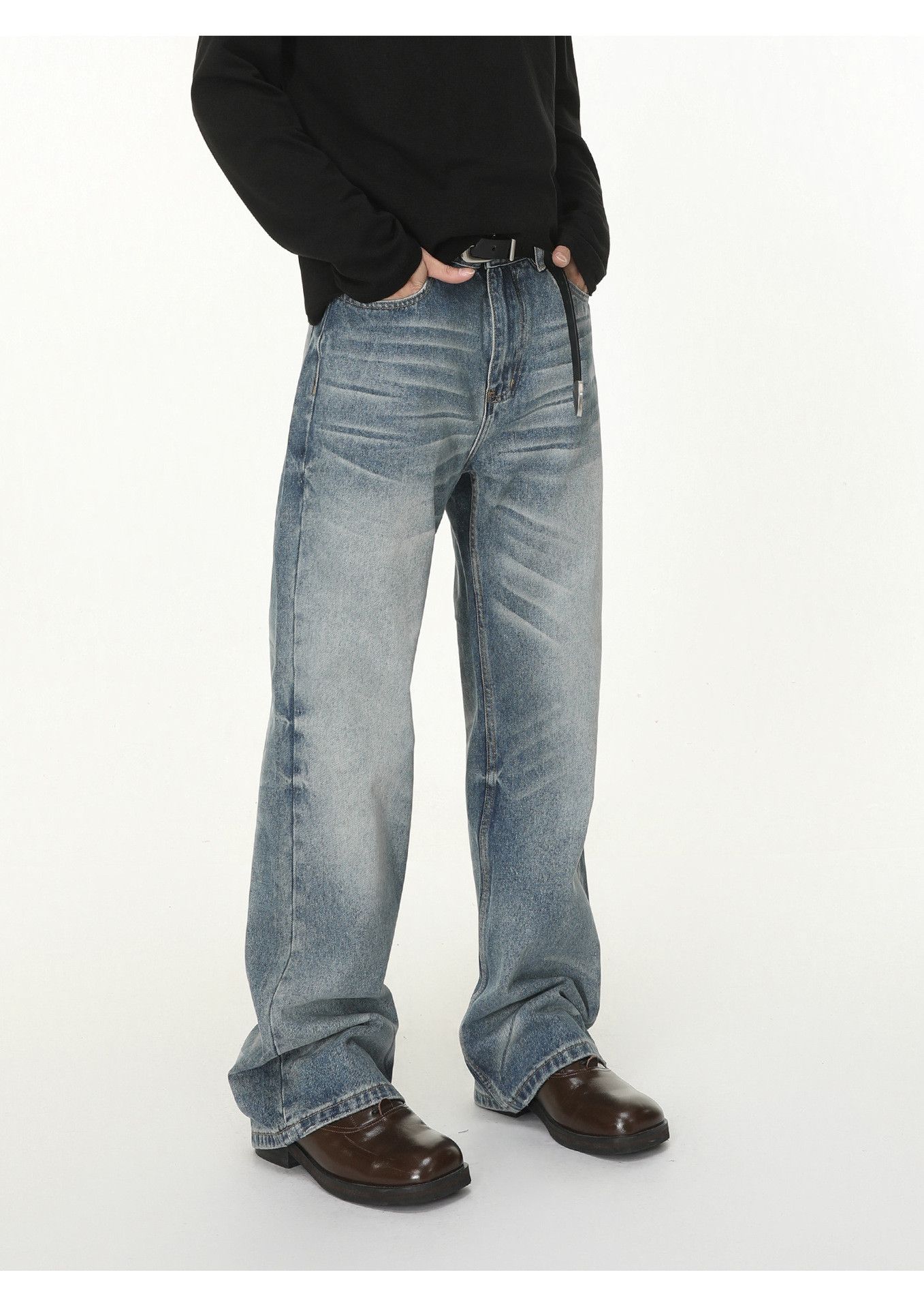 Japanese Brand American vibe whiskered washed distressed straight jeans Size US 32 / EU 48 - 5 Thumbnail