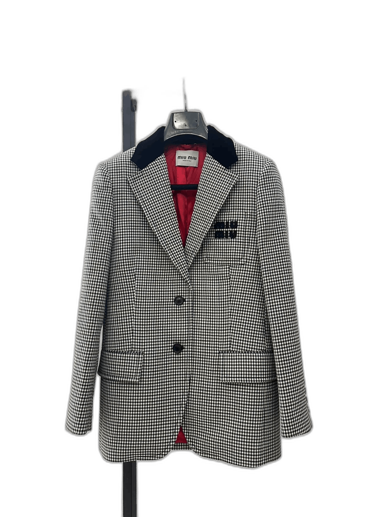 Miu Miu Miu Miu Black and White Check Blazer Size S / US 4 / IT 40 - 1 Thumbnail