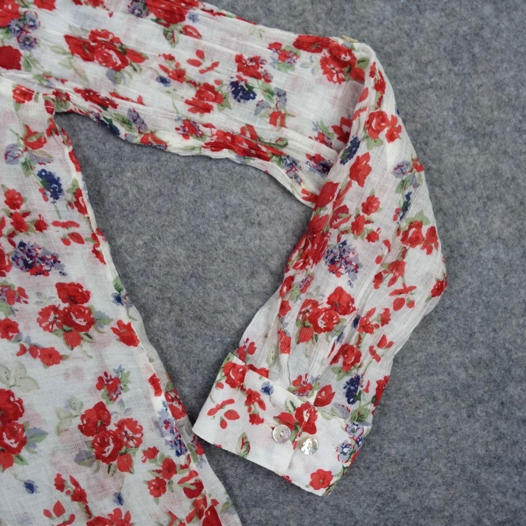Vintage Tianello Blouse Womens Small White Floral Sheer Button Up Shirt Top Casual White Regular Long Sleeve Womens Size S / US 4 / IT 40 - 5 Thumbnail
