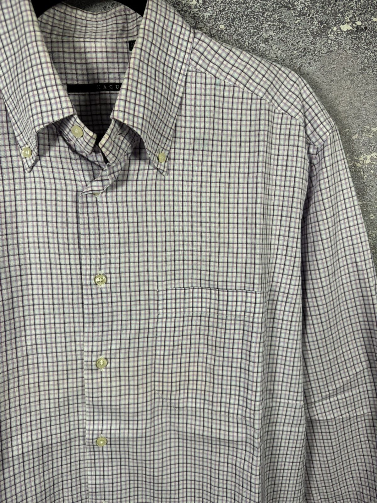 Designer × Japanese Brand × Vintage Xacus Button Shirt Madi Italy Men’s XLarge Check Collar Size US XL / EU 56 / 4 - 5 Thumbnail