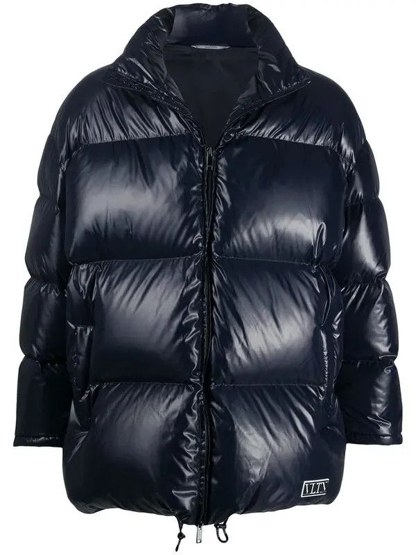 Valentino o1y0525 Logo Shell Jacket in Midnight Blue Size US M / EU 48-50 / 2 - 1 Thumbnail