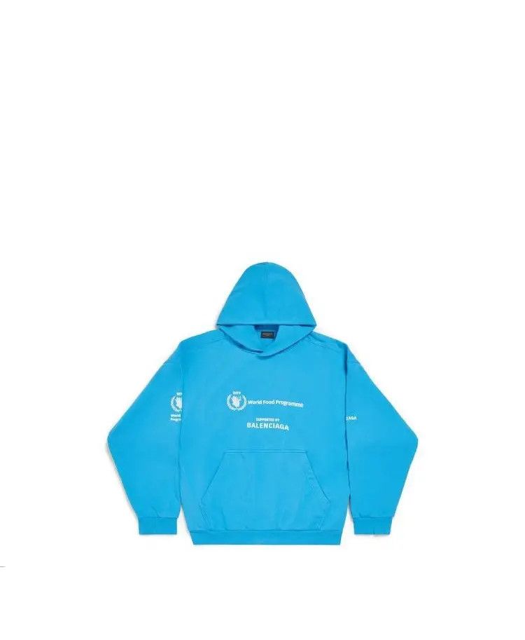 Balenciaga o1mt1gz0225 Medium Fit Hoodie in Azure Blue/White Size S / US 4 / IT 40 - 1 Thumbnail