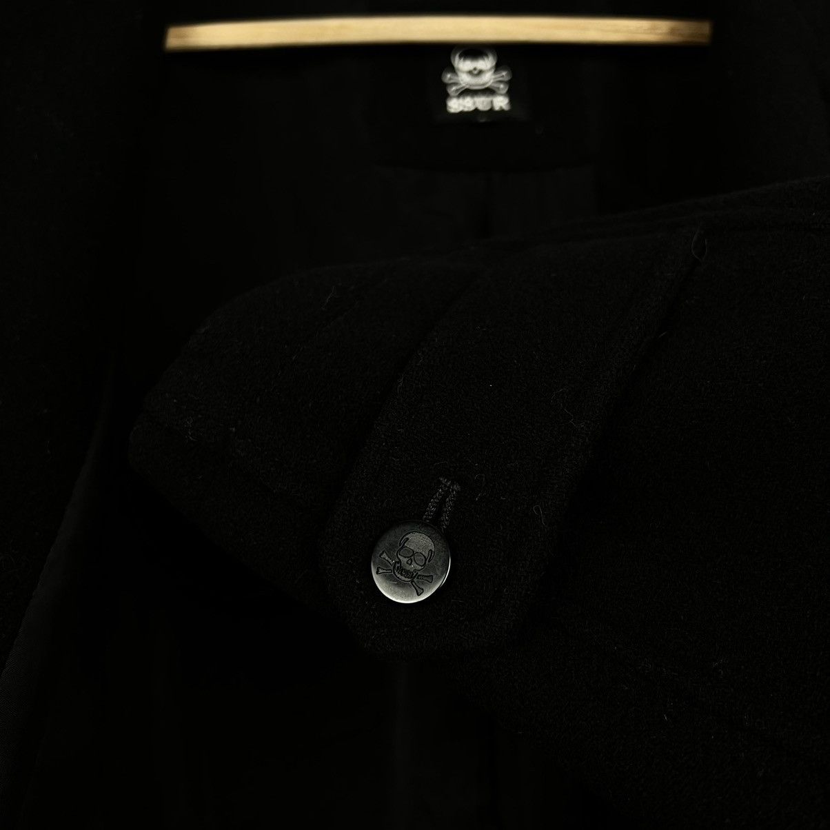 Japanese Brand × SSUR SSUR made in Japan black wool pea coat skull buttons Size US L / EU 52-54 / 3 - 5 Thumbnail