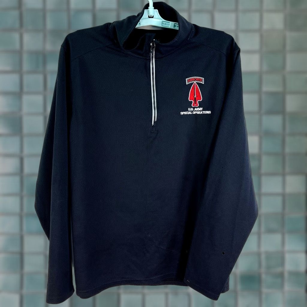 Vintage Airborn US Army Special Ops 1/4 Zip Activewear Sweatshirt Mens Size L Black Size US L / EU 52-54 / 3 - 1 Thumbnail