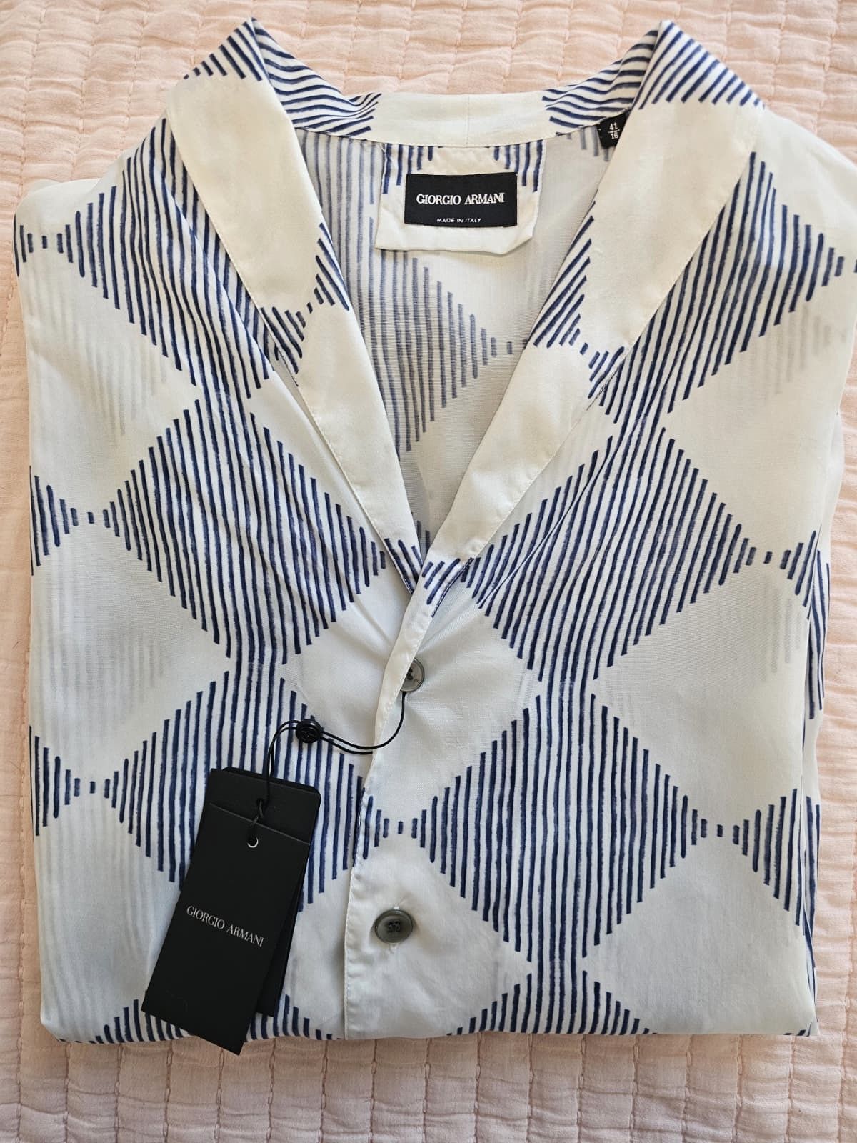 Giorgio Armani Giorgio Armani Long Sleeve Diamond Geometric Shirt 41-16 Size US L / EU 52-54 / 3 - 5 Thumbnail