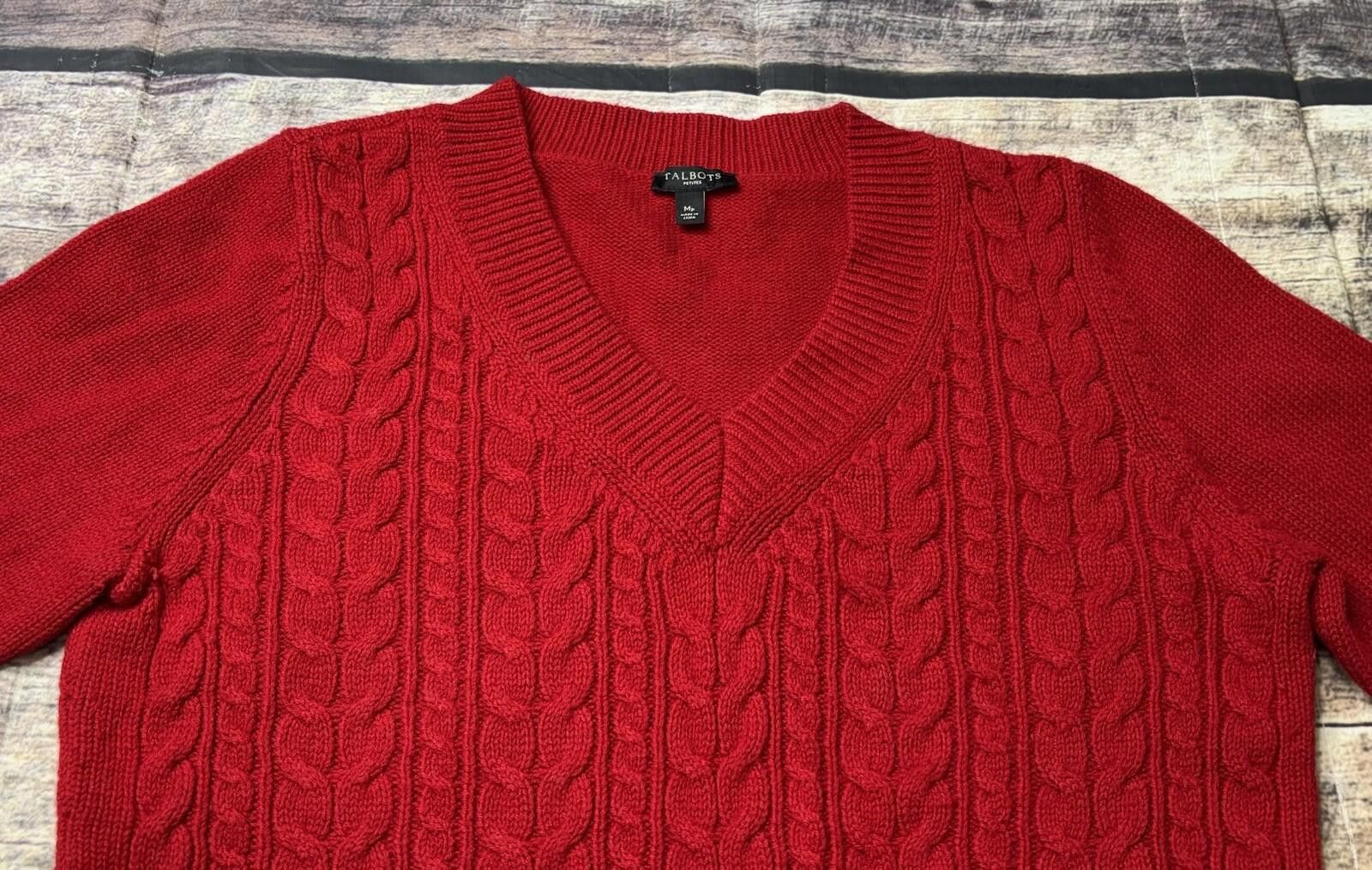 Other Talbots Sweater Women's Medium Petite Lambswool Blend Cable Size M / US 6-8 / IT 42-44 - 5 Thumbnail