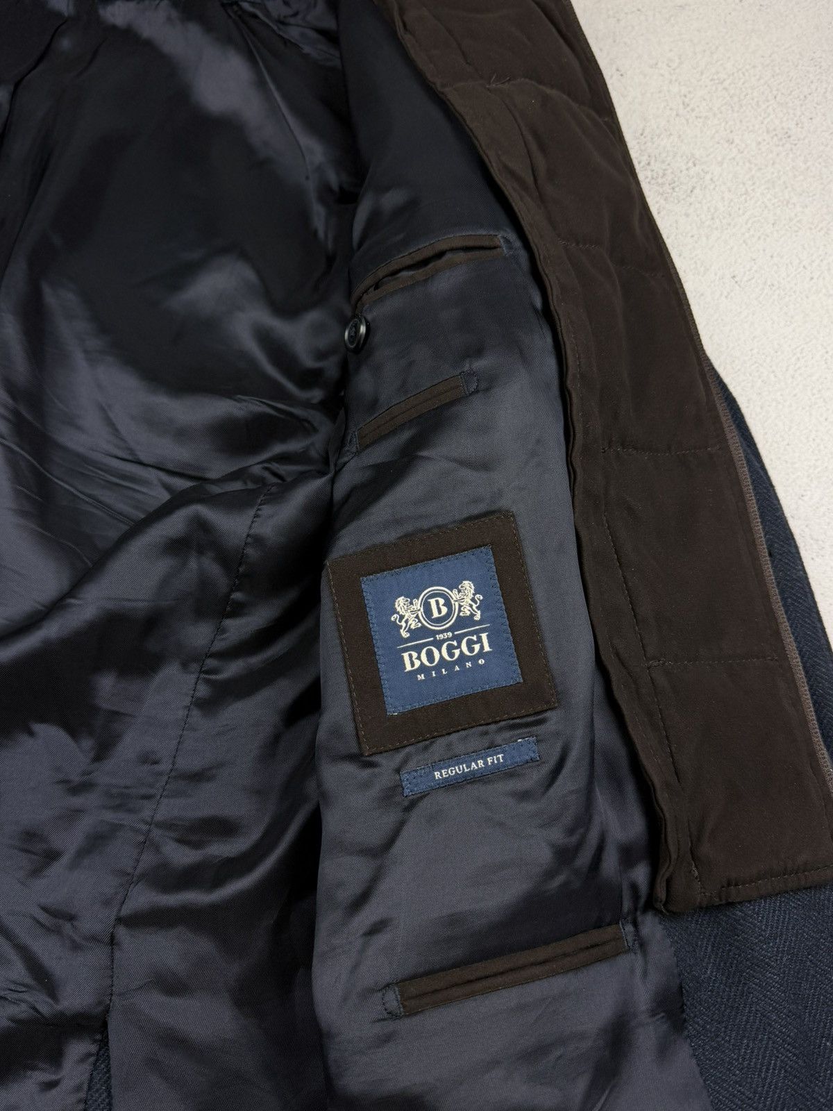 Boggi Boggi Milano Mens Blazer Navy Blue Size 54 Fit Quilted Lined Size 54R - 11 Thumbnail