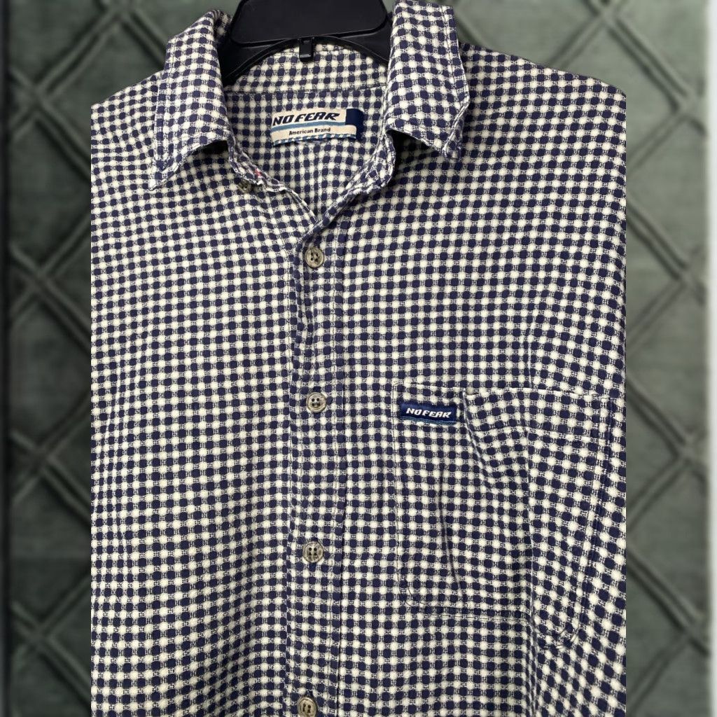No Fear Y2K Mens Long Sleeve Button-Up Shirt Skate Casual Multicolor L