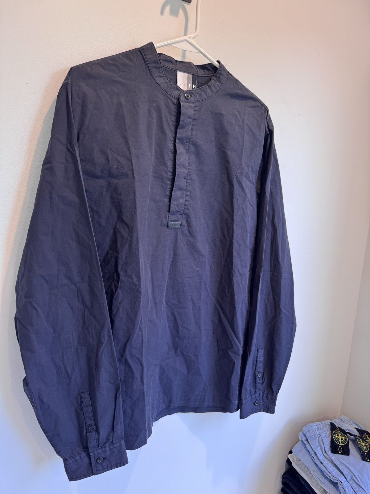 Kith Kith Mens Essex Henley Popover Navy Blue Size L Large Size US L / EU 52-54 / 3 - 3 Thumbnail