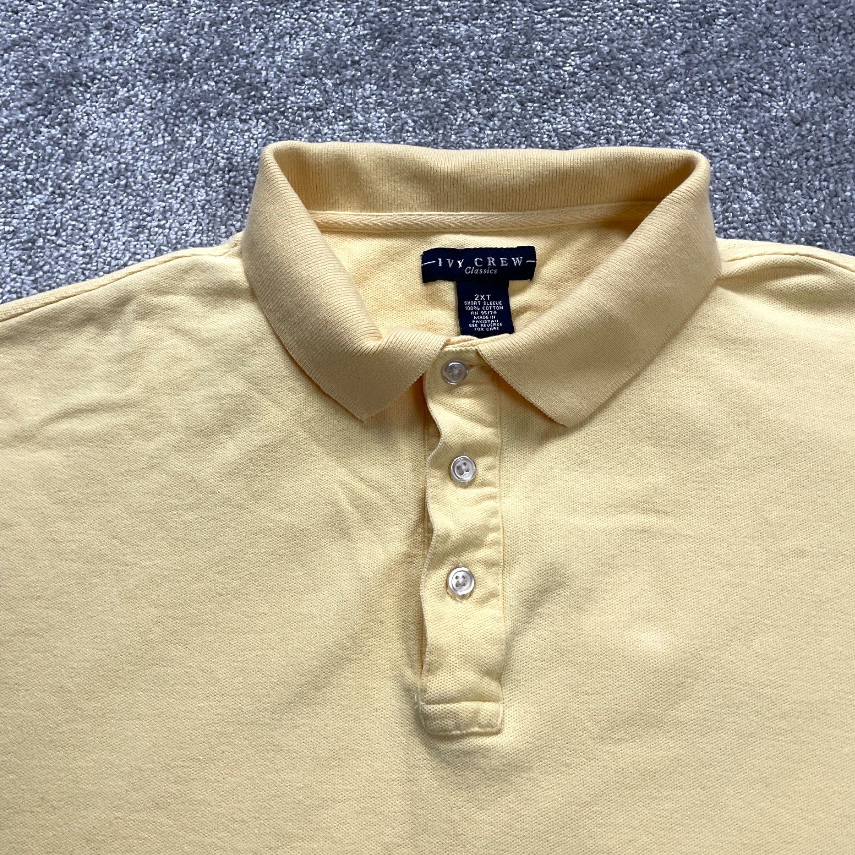 Vintage VINTAGE? No. Ivy Crew Polo Shirt Men's 2XL Tall Yellow Cotton Short Sleeve Golf Top Size US XXL / EU 58 / 5 - 3 Thumbnail