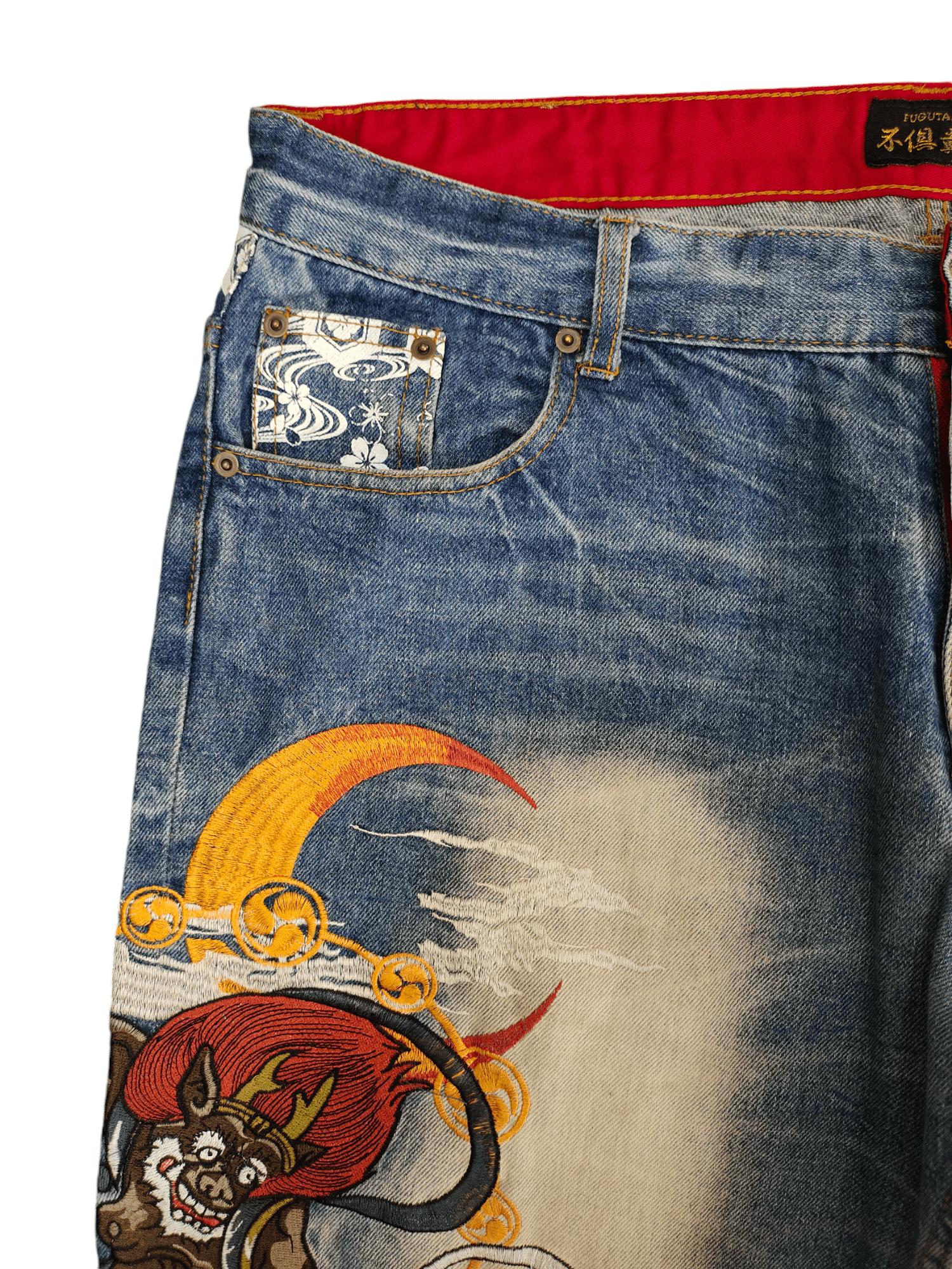 Karakuri Tamashii Fugutaiten Raijin And Fujin Embroidered Jeans Karakuri Y2k Size US 40 / EU 56 - 3 Thumbnail