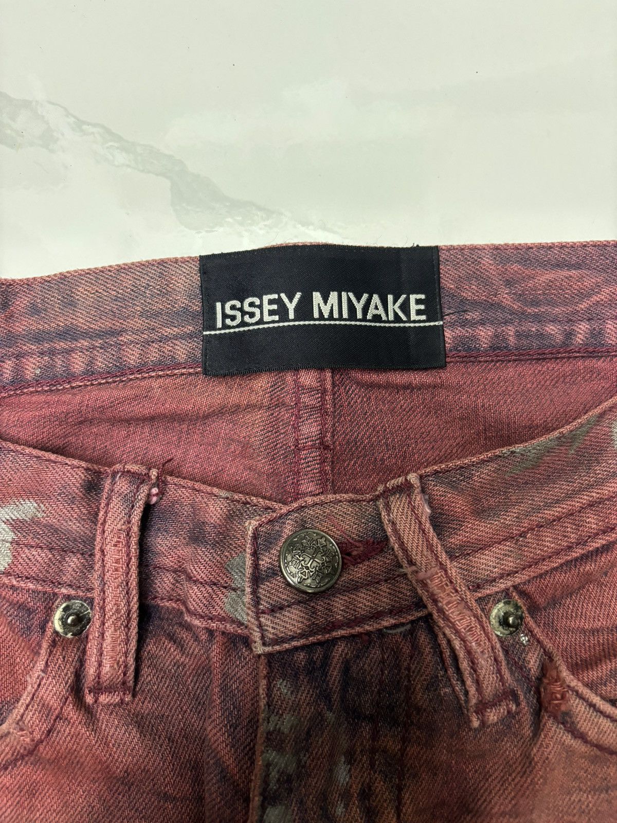 Issey Miyake × Japanese Brand ISSEY MIYAKE PAINTER SPLASH FLARED DENIM JEANS LOW RISE Size US 29 - 10 Thumbnail