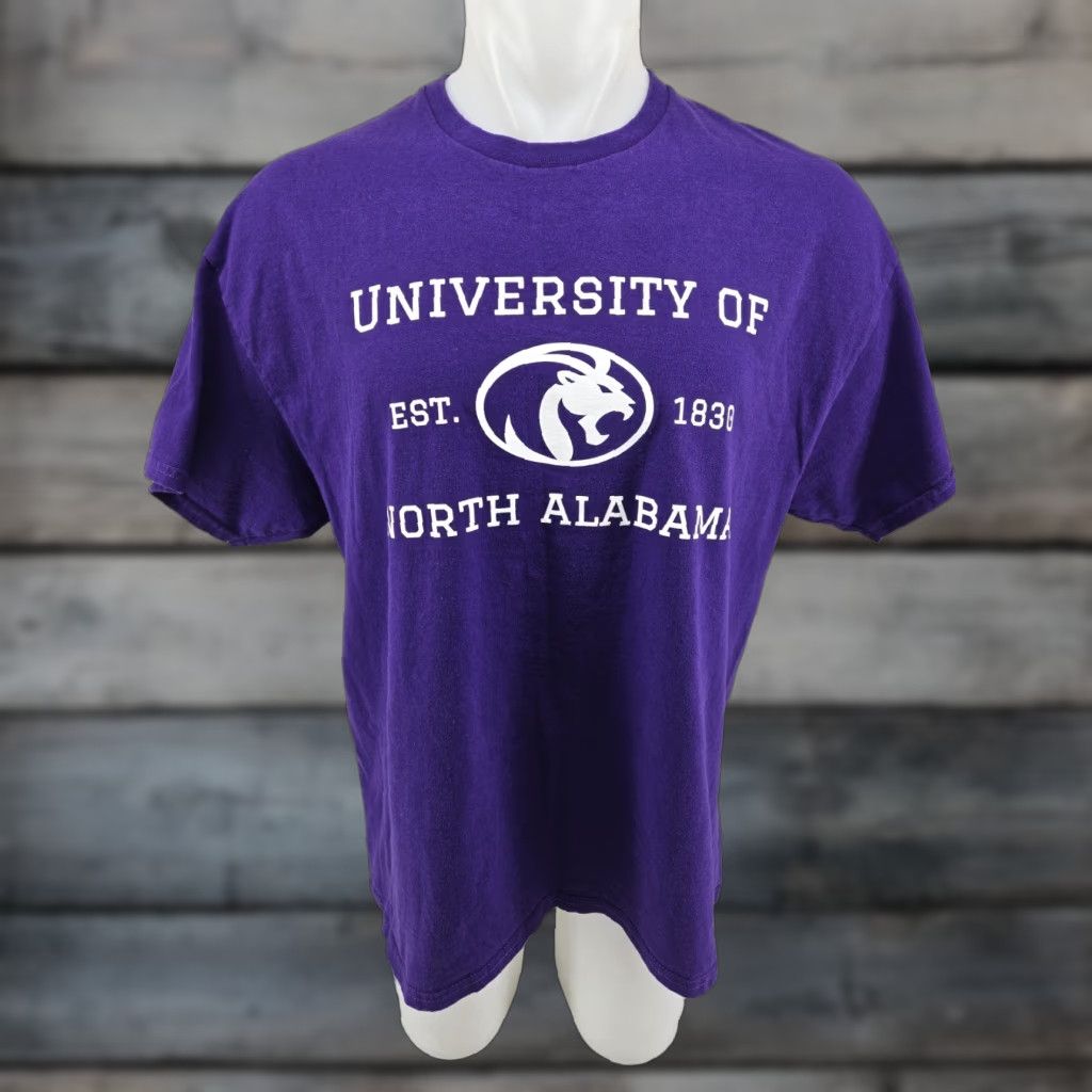Gildan VINTAGE UNA North Alabama Graphic Print Gildan Mens College T Shirt Purple XL Size US XL / EU 56 / 4 - 1 Thumbnail