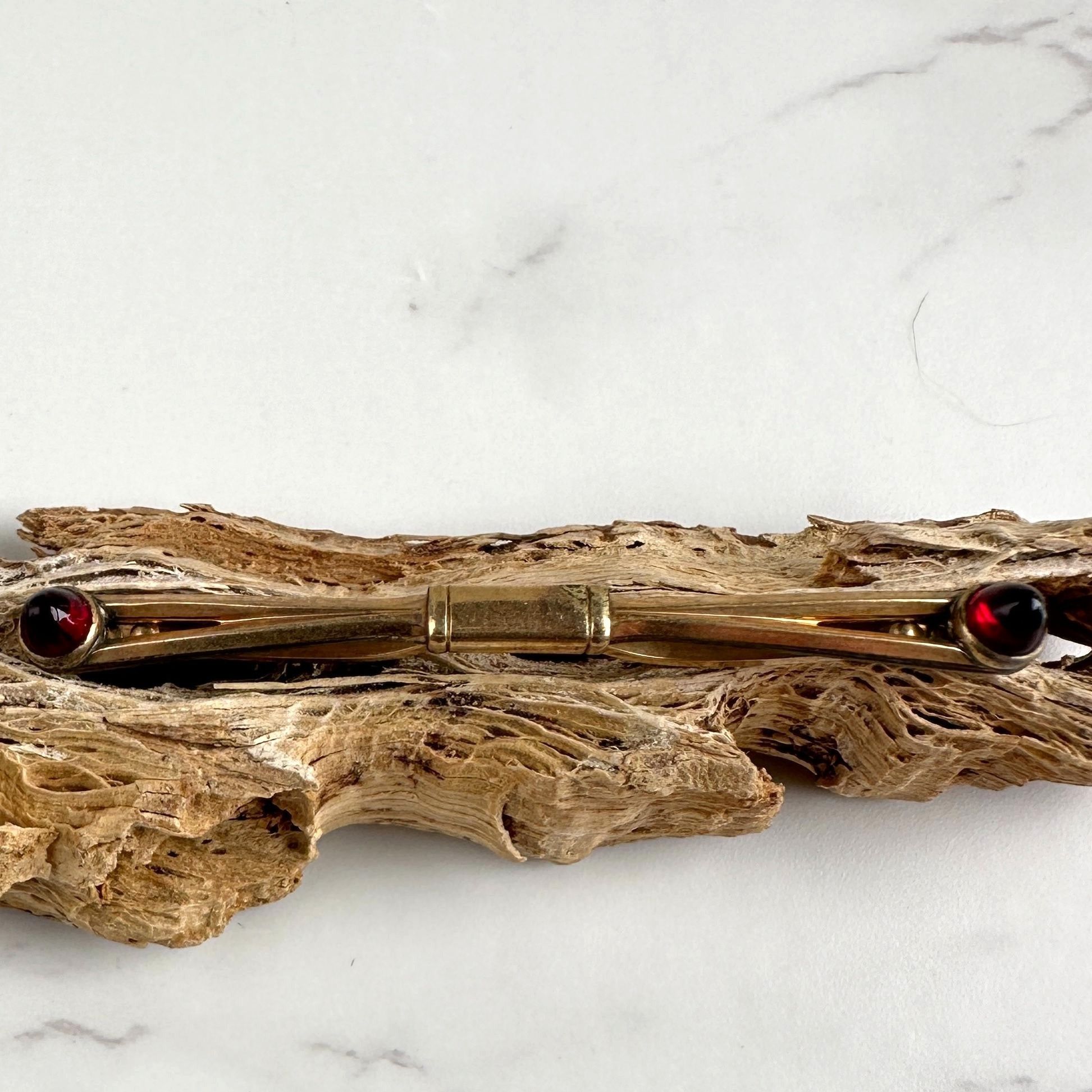 Vintage Vintage Tie Clip – Hadley – Red Glass Ends – Gold Size ONE SIZE - 2 Thumbnail