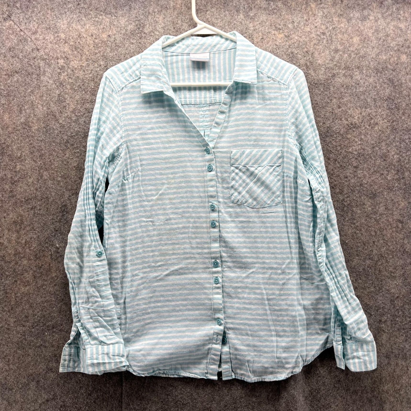 Vintage Columbia Shirt Women Medium Blue Striped Button-Up Casual Preppy Long Sleeve Shirt Size M / US 6-8 / IT 42-44 - 2 Thumbnail