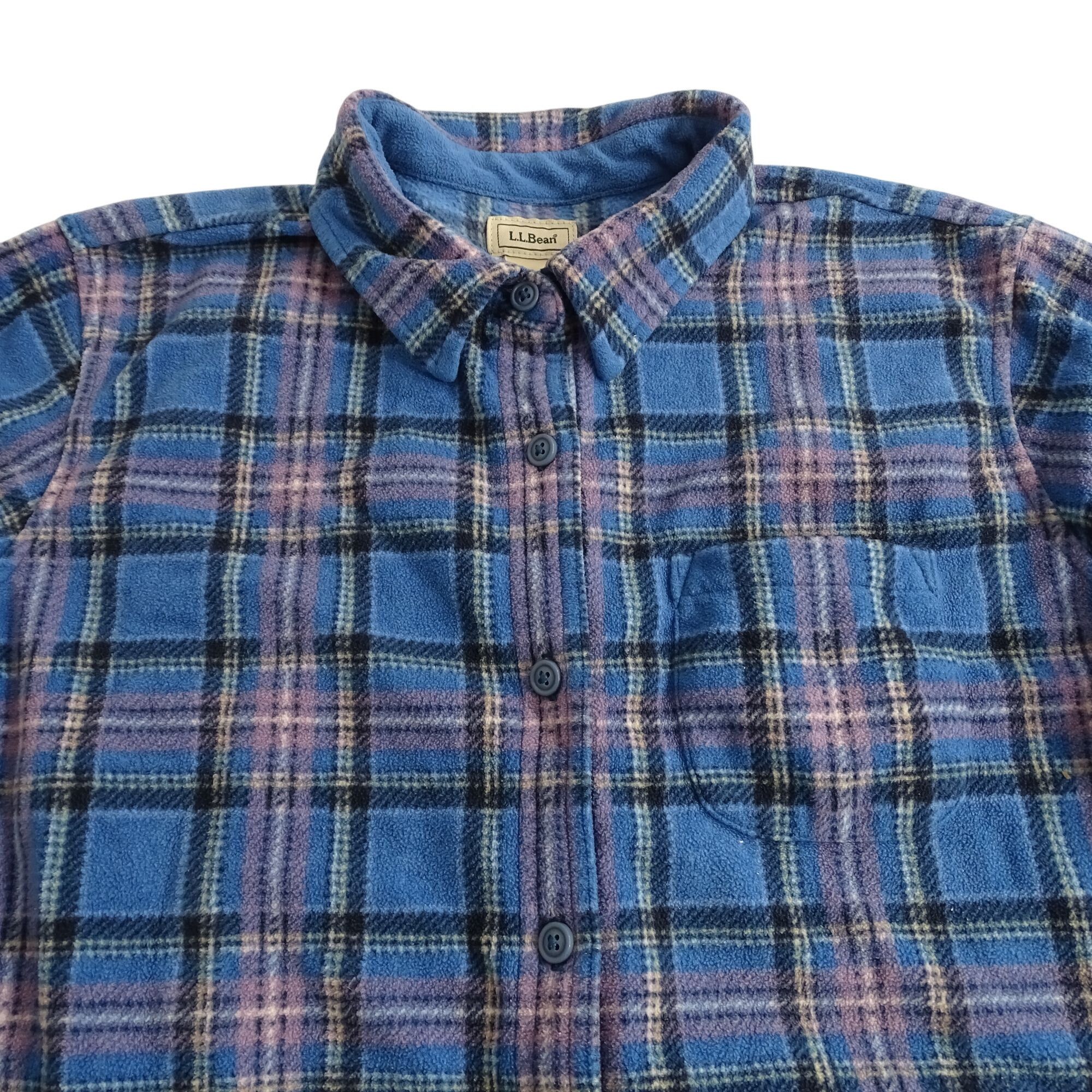 L.L. Bean Vintage LL Bean Blue Purple Plaid Fleece Shirt Women Size M Size M / US 6-8 / IT 42-44 - 2 Thumbnail