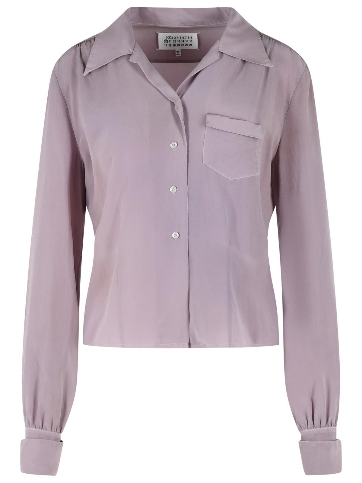 Maison Margiela MAISON MARGIELA Lilac Long-Sleeved Silk Shirt Size M / US 6-8 / IT 42-44 - 1 Thumbnail