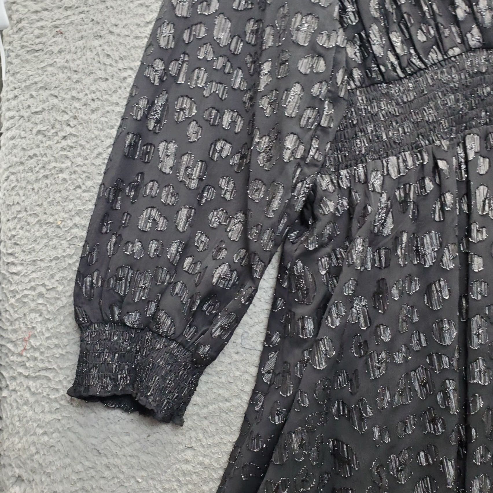 Michael Kors Michael Kors Maxi Dress Womens 3X Black Sparkly Jacquard Handkerchief-Hem Balloon-Sleeve Long Dress Size XXL / US 16-18 / IT 52-54 - 7 Thumbnail
