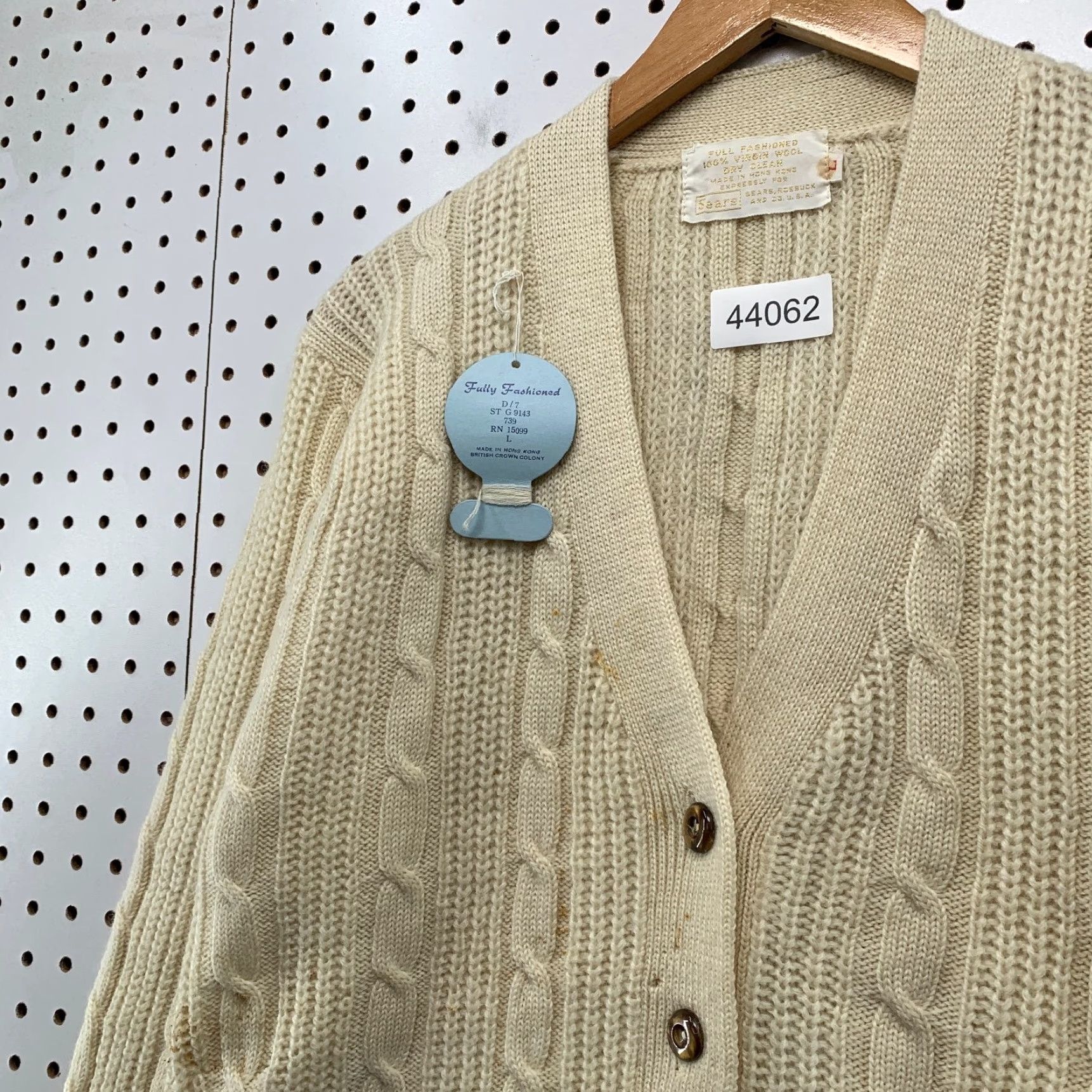 Sears VINTAGE Sears Virgin Wool Cardigan Sweater Beige Womens Large Long Sleeve V-Neck Button Knit Winter Womens Size L / US 10 / IT 46 - 7 Thumbnail