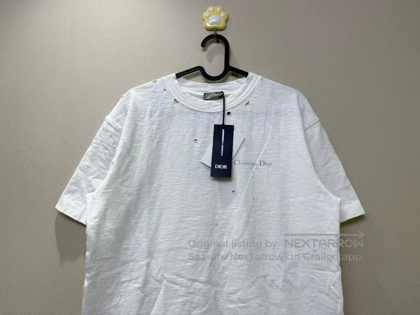 Dior DIOR White Distressed Slogan Short Sleeve. Size XS / US 0-2 / IT 36-38 - 2 Thumbnail