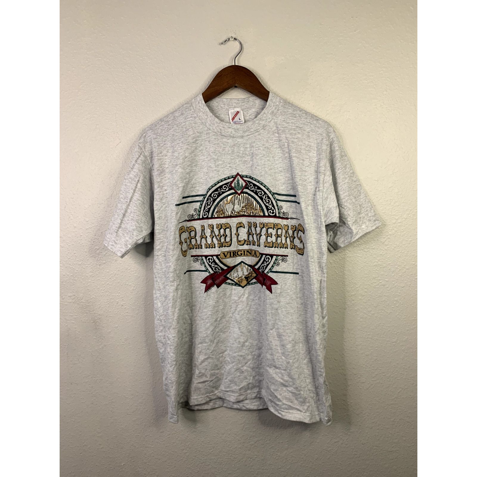 Jerzees Vintage Grand Caverns Shirt Virginia Test Print Tee VTG L Size US L / EU 52-54 / 3 - 1 Thumbnail