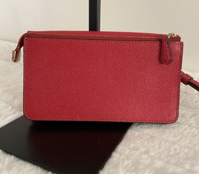 Coach Coach Crossgrain Leather Foldover Wristlet/Wallet in Red Size ONE SIZE - 3 Thumbnail