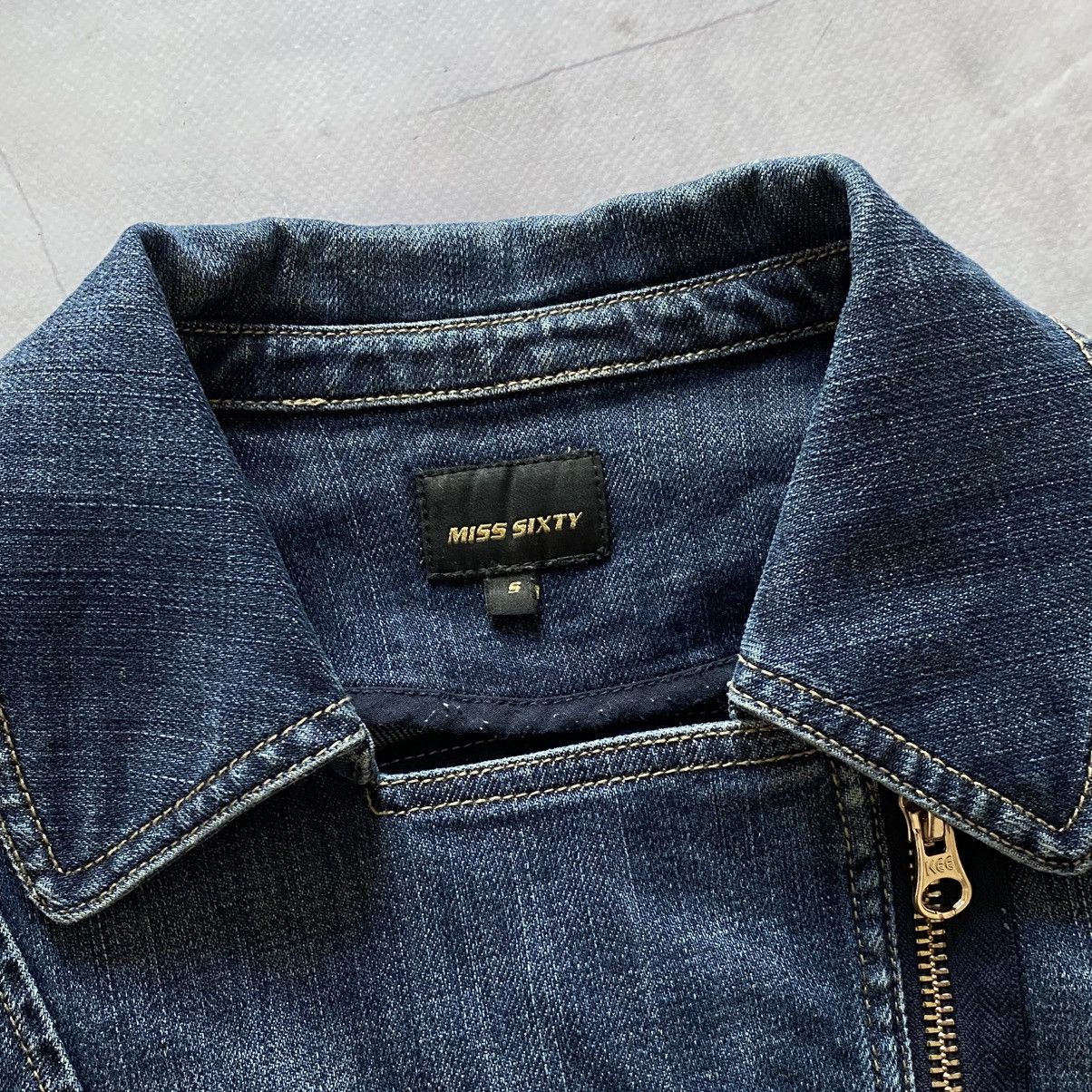 Hysteric Glamour Japan Miss Sixty Cropped Denim Biker Jacket Side Zip Y2K Size S / US 4 / IT 40 - 11 Thumbnail
