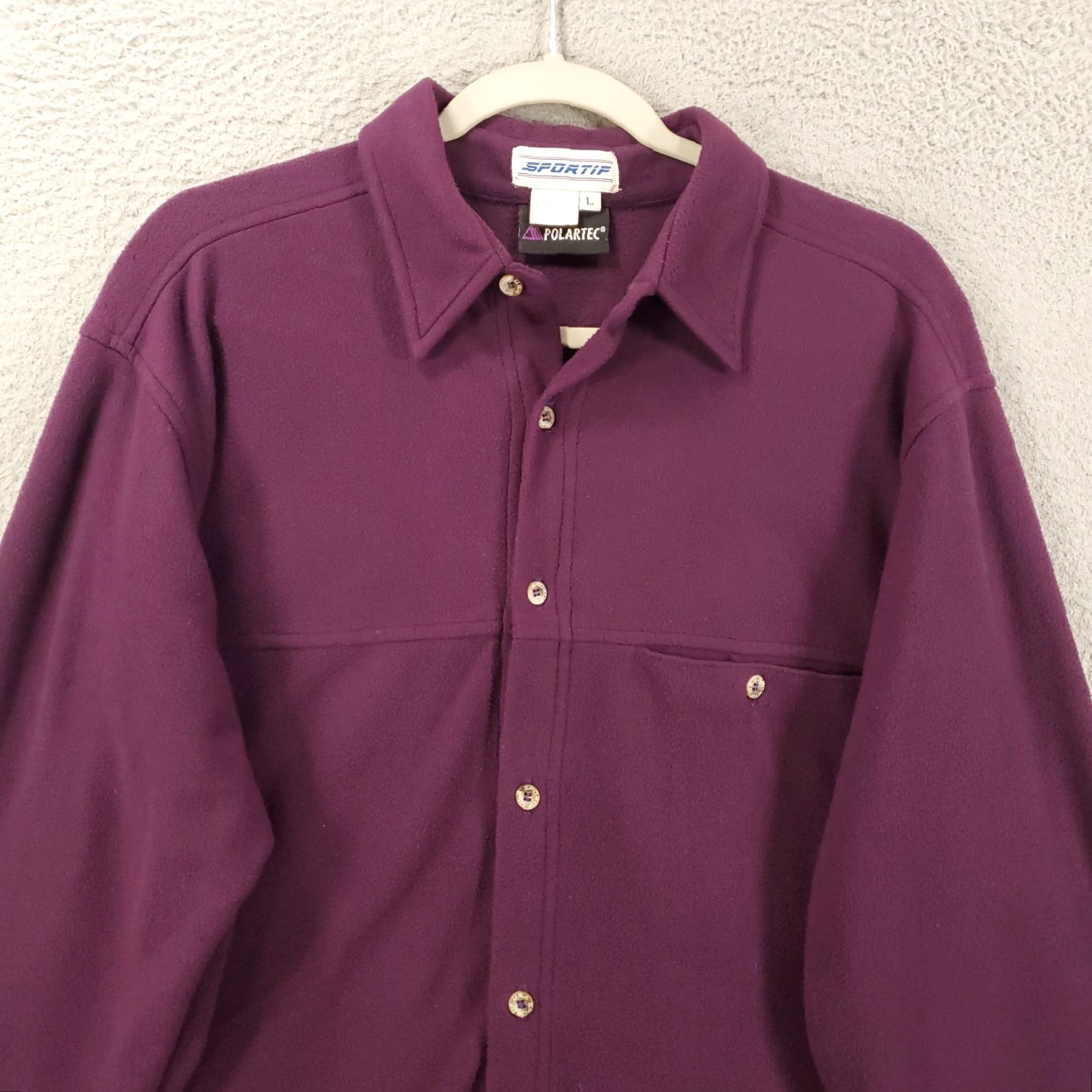 Vintage Sportif Shacket Mens Large Purple Fleece Polartec Long Sleeve Button Up Shirt Size US L / EU 52-54 / 3 - 7 Thumbnail