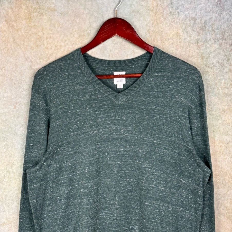 Gap × Vintage 2000s Gap V Neck Knit Sweater Mens Sz M Dark Gray Pullover Size US M / EU 48-50 / 2 - 2 Thumbnail