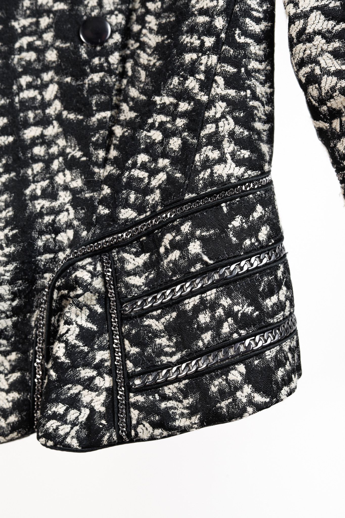 Zac Posen Zac Posen Jacquard Black Silver Silk Moto Jacket Size M / US 6-8 / IT 42-44 - 7 Thumbnail