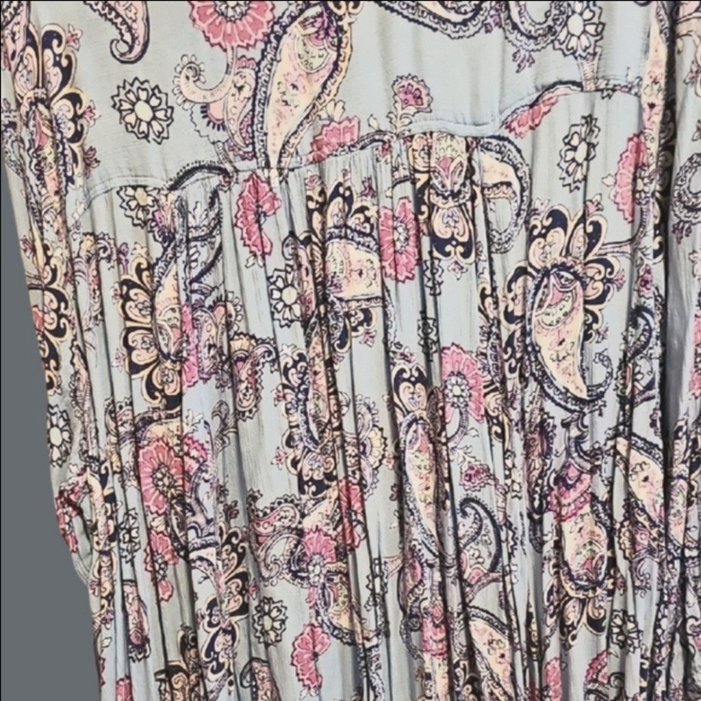 Other Roaman's Blue and Pink Paisley Blouse Size 4XL / US 24-26 - 3 Thumbnail