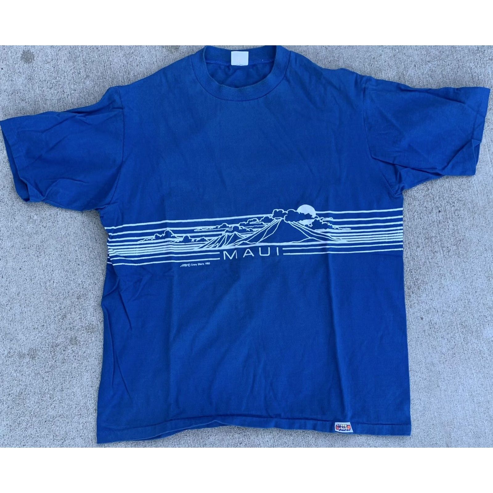 Vintage VINTAGE Crazy Shirts MAUI T-Shirt Hawaii 80s Blue X-Large XL Adult Size US XL / EU 56 / 4 - 7 Thumbnail