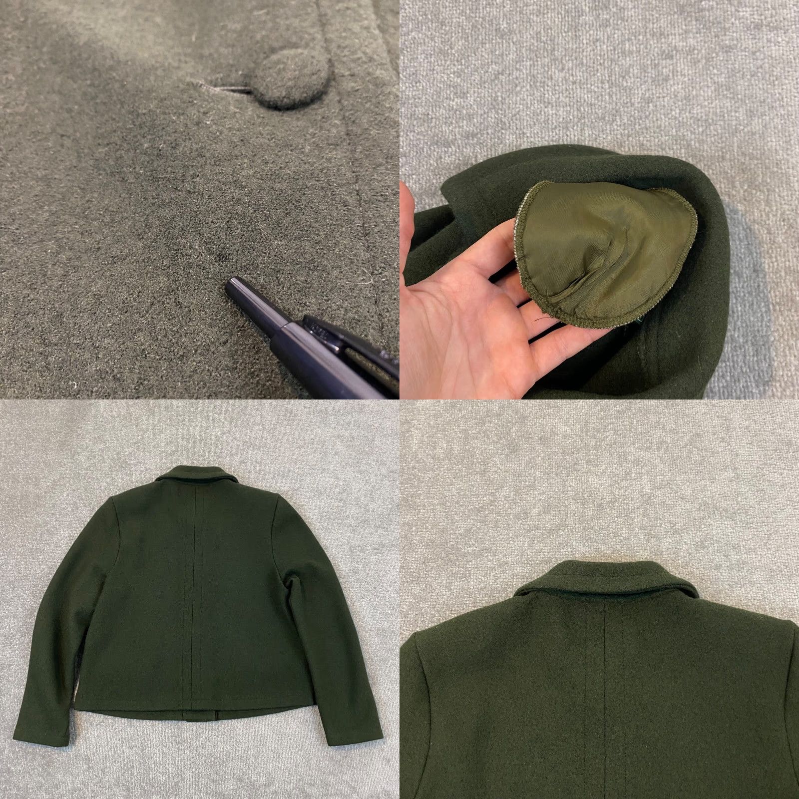 Vintage GEIGER Sweater Womens 40 Forest Green Pure New Wool Button Up Collared Austria Size S / US 4 / IT 40 - 8 Thumbnail