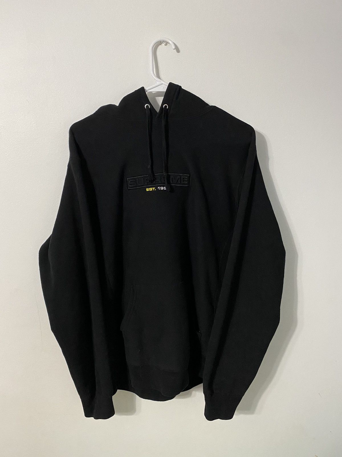 image of Supreme Embossed Logo Hoodie in Black, Men's (Size Medium)