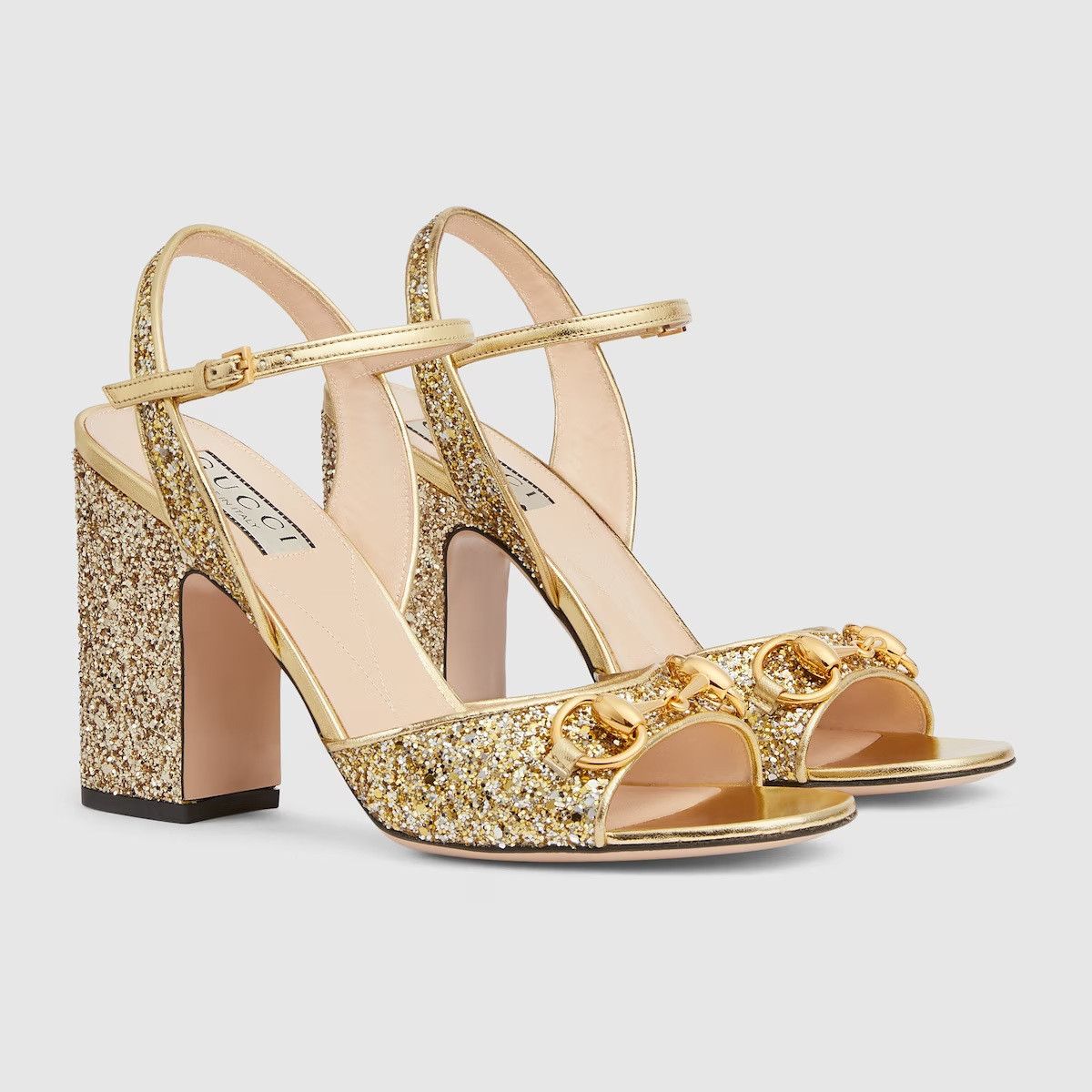 Gucci o1s1wg110125 Mid-Heel Sandals With Horsebit in Gold Size US 4.5 / IT 34.5 - 2 Thumbnail