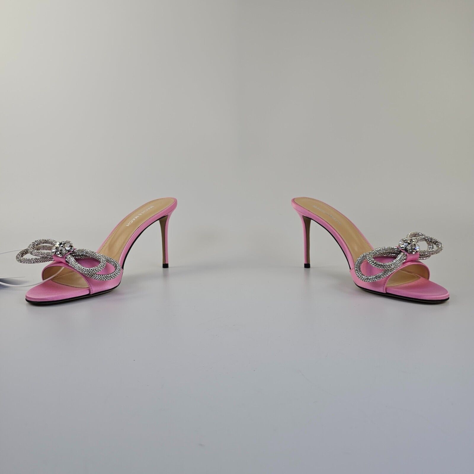 Mach & Mach Pink Satin 95mm Heeled Mules New