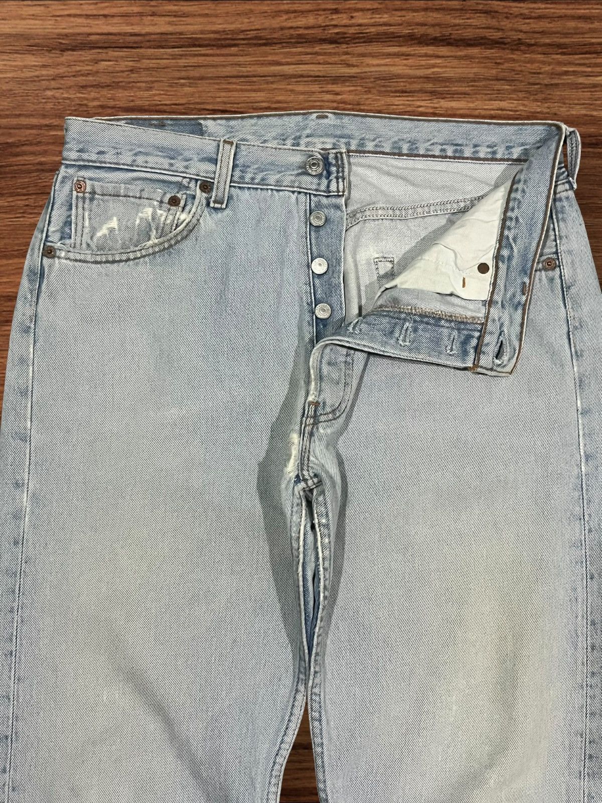 Levi's × Levi's Vintage Clothing Vintage 90s Levi’s 501 Light Blue Washed Button Fly Jeans Size US 33 - 5 Thumbnail