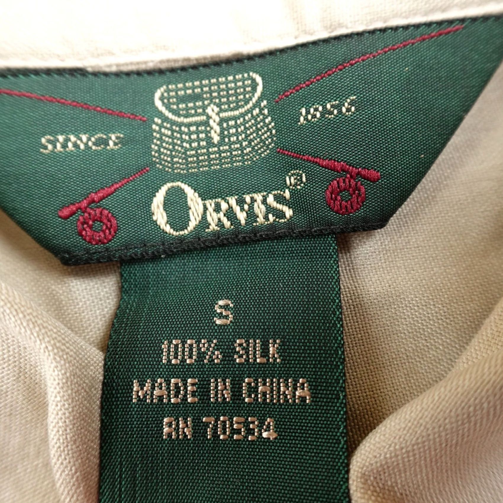 Orvis Orvis Shirt Mens S Beige Silk Short Sleeve Button-Up Casual Travel Outdoor Hiking Size US S / EU 44-46 / 1 - 4 Thumbnail