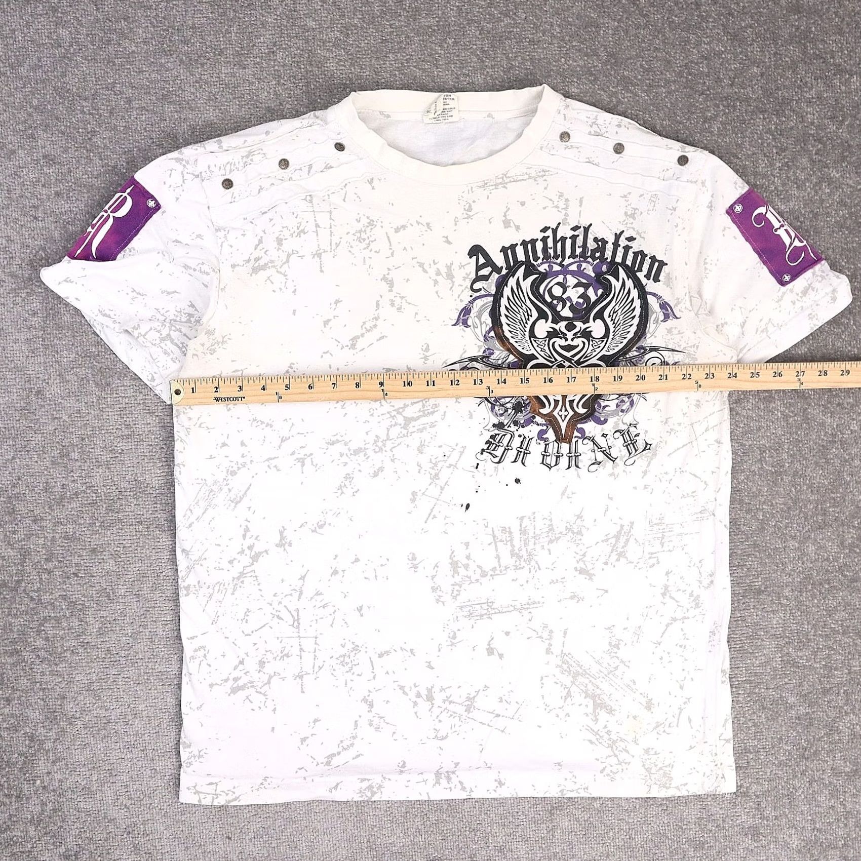Vintage VINTAGE Raw Blue Y2K Annihilation Grunge Wings White Short Sleeve T-Shirt 2XL Mens Size US XXL / EU 58 / 5 - 3 Thumbnail