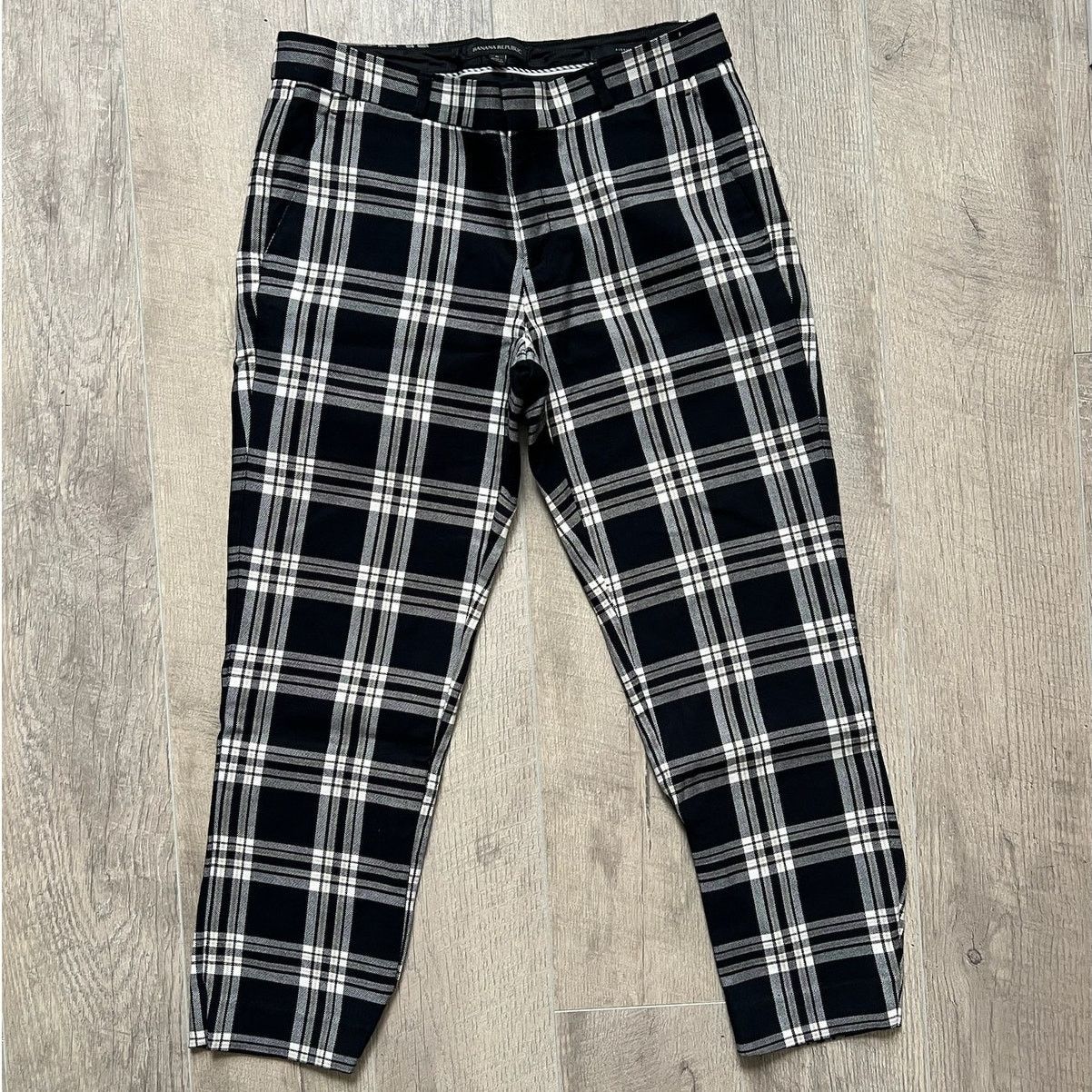 Banana Republic Black and White Plaid Pants Size 28" / US 6 / IT 42 - 3 Thumbnail