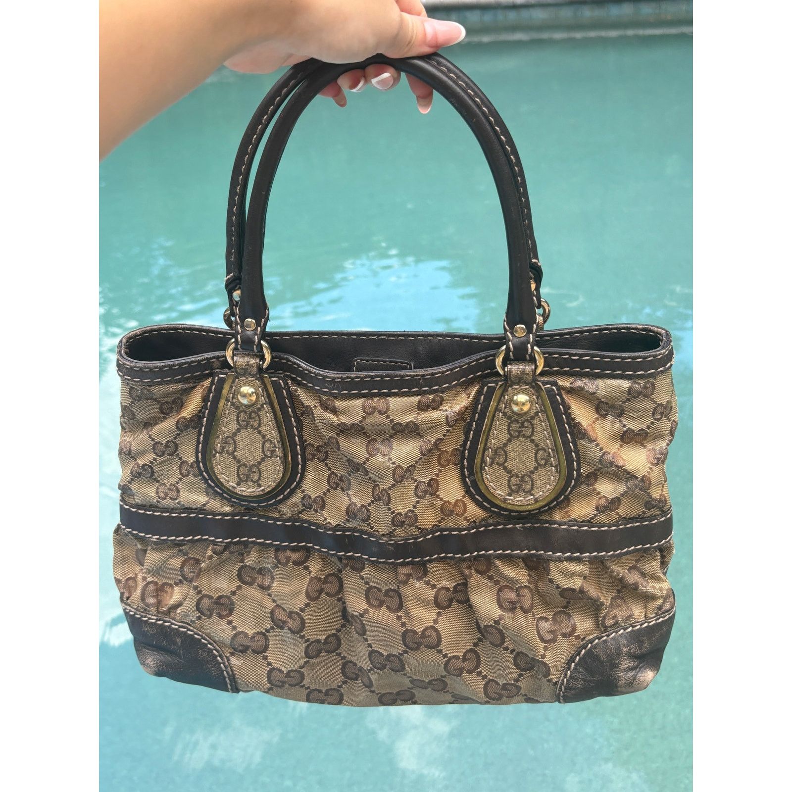 Gucci Gucci GG Brown Monogram Crystal Mix Handle Bag Size ONE SIZE - 1 Thumbnail