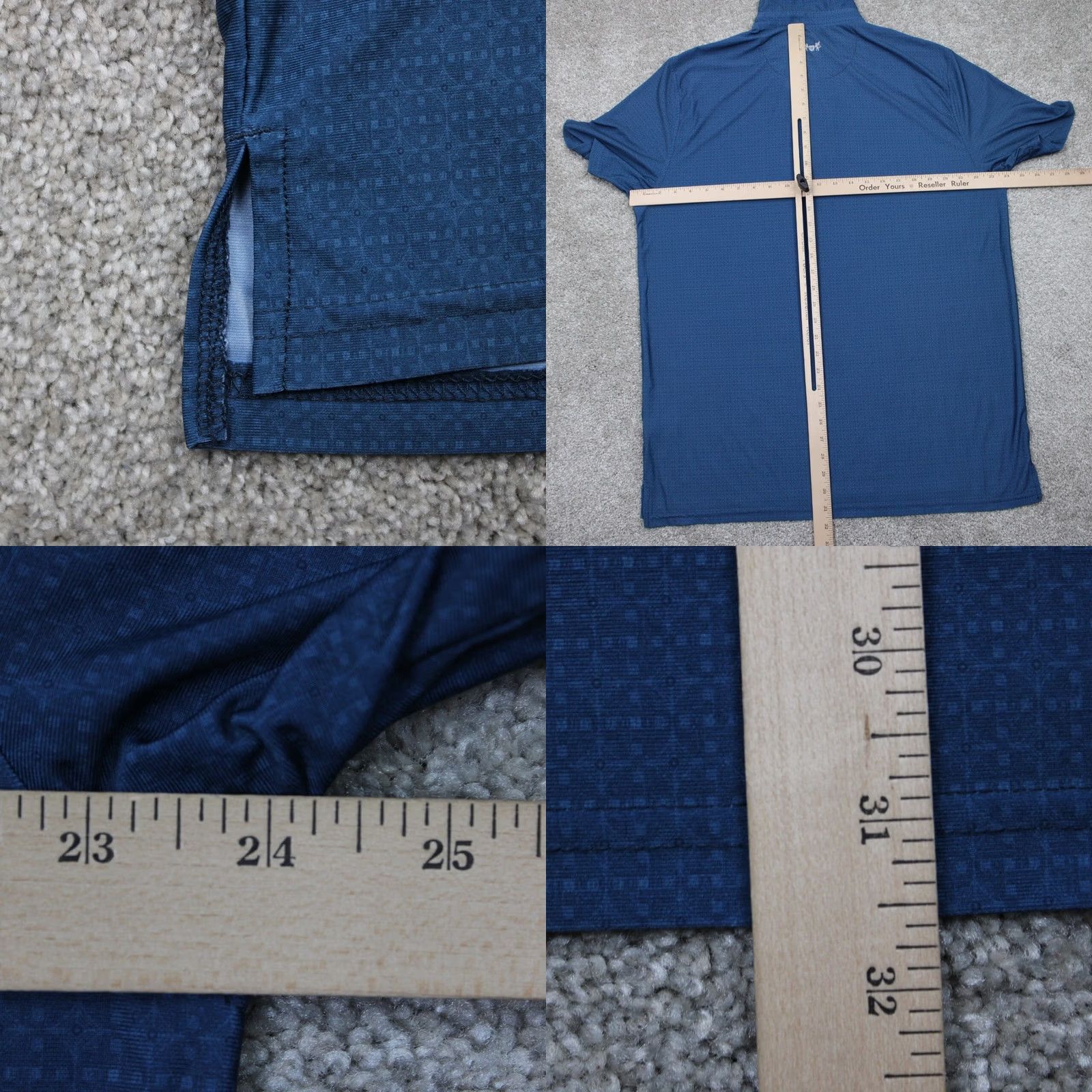 Vintage Hickey Freeman Polo Shirt Mens L Blue Geometric Short Sleeve Stretch Breathable 88% Polyester 12% Spandex Golf Driving Size US L / EU 52-54 / 3 - 8 Thumbnail