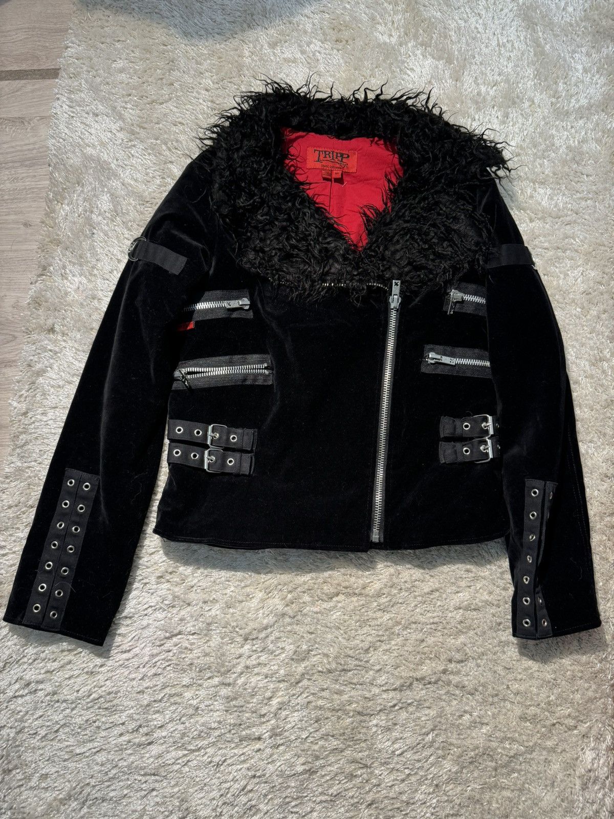 Tripp Nyc Rare🔥Tripp Nyc Black Fur Denim Bondage Jacket | Grailed