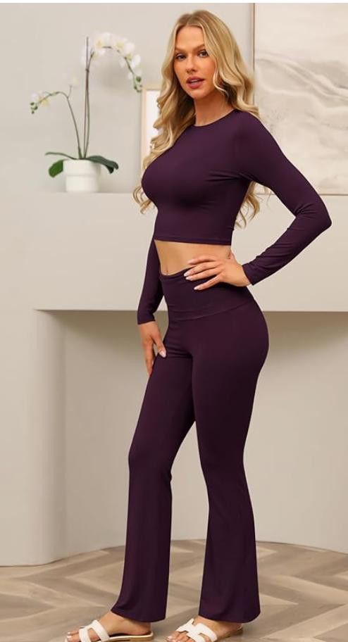 NBDN Nobrandedon Lounge Sets Fold-Over Flare Pants,Long Sleeve EXTRA SMALL Size ONE SIZE - 4 Thumbnail