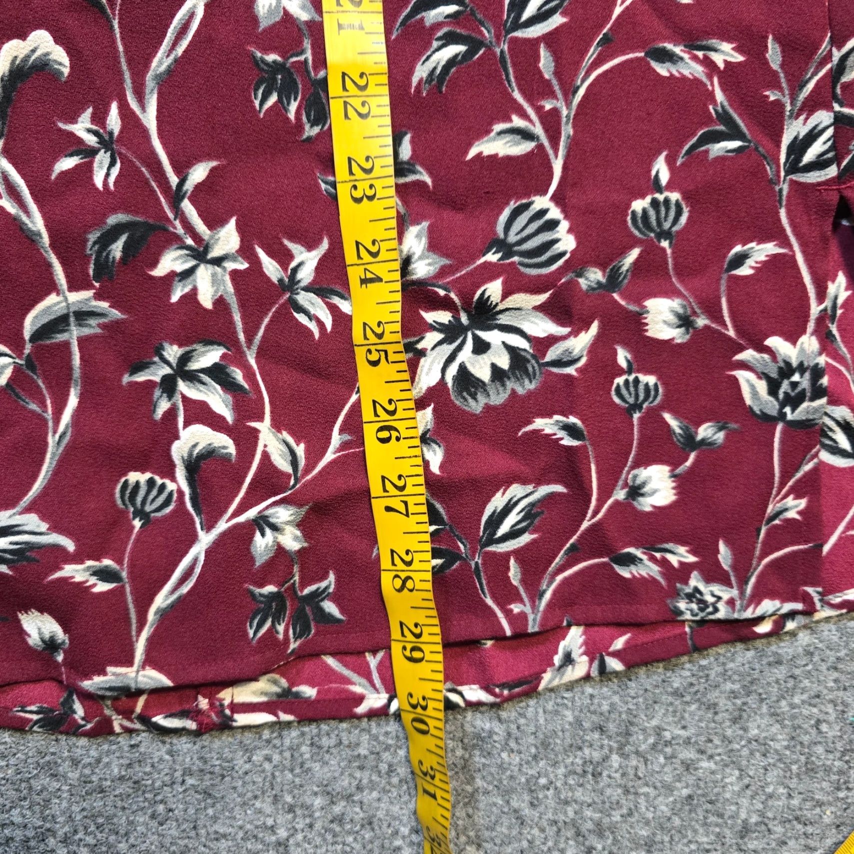 J. Jill J Jill Top Women Large Red Floral Button-Up Tunic Long Sleeve Career Casual Shirt Size L / US 10 / IT 46 - 6 Thumbnail