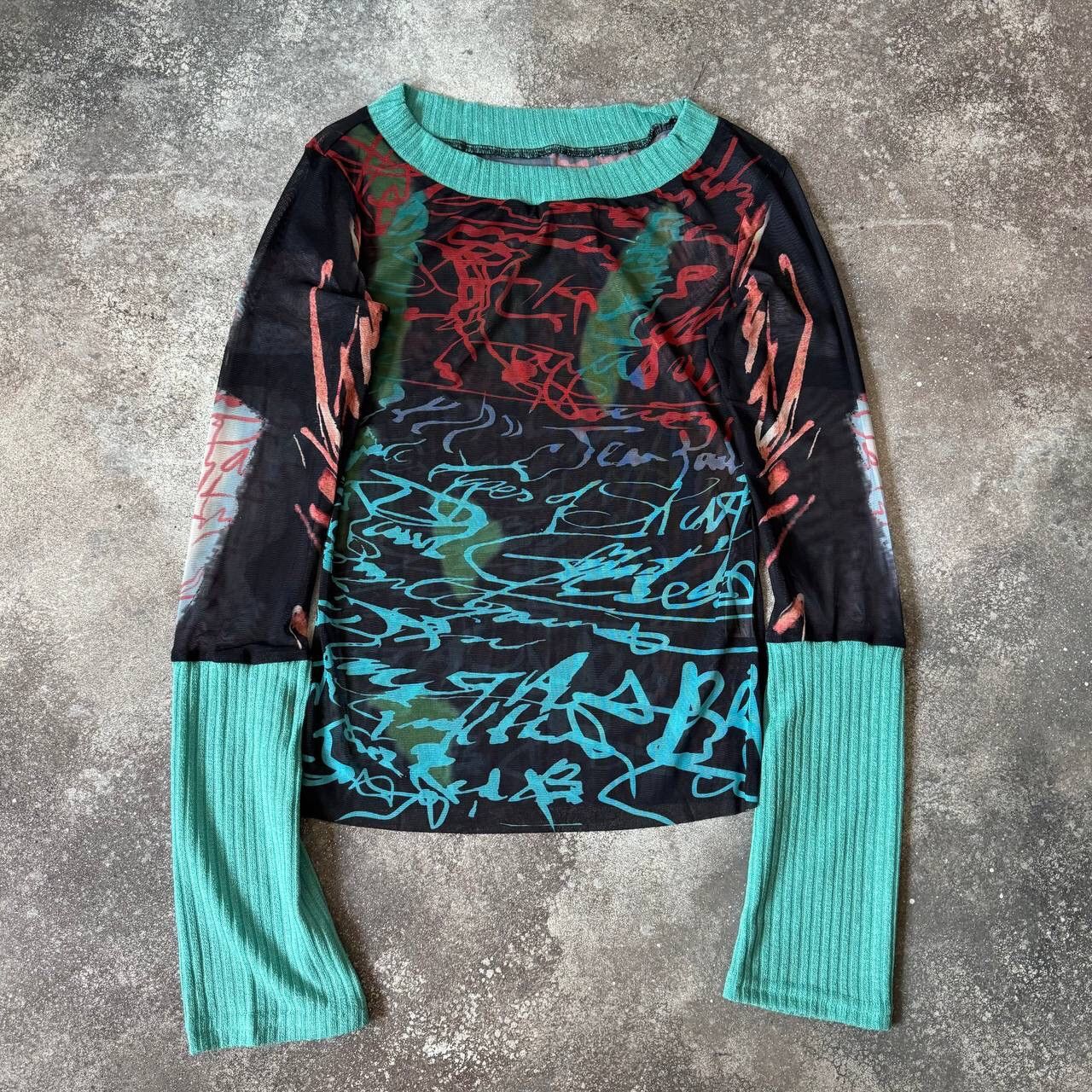 If Six Was Nine × Japanese Brand Amazing Multicolour Mesh Top (Jean Paul Gaultier vibe) Size M / US 6-8 / IT 42-44 - 2 Thumbnail