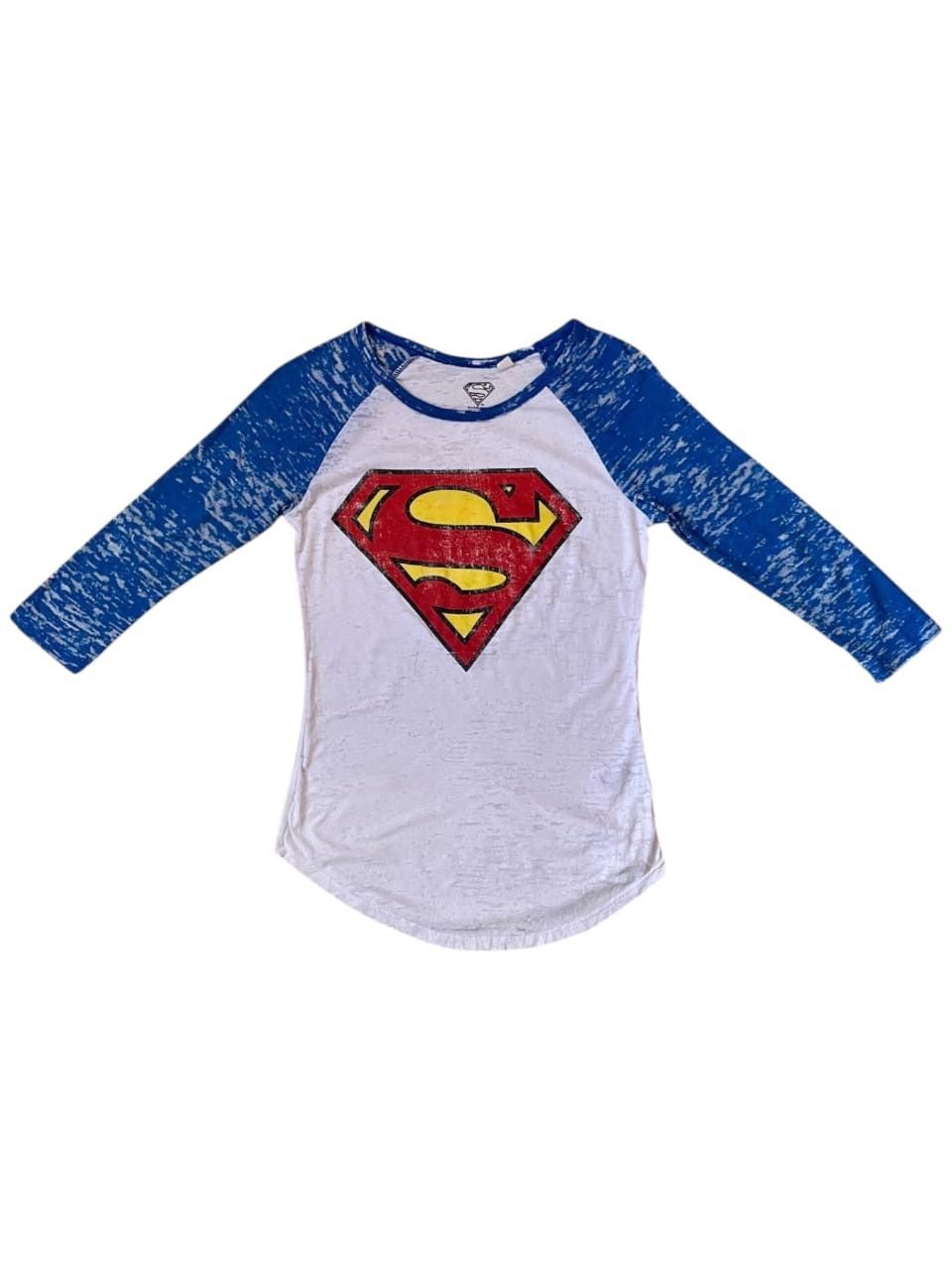 DC Comics SUPERMAN BIG LOGO RAGLAN LS T-SHIRT Size XS / US 0-2 / IT 36-38 - 1 Thumbnail