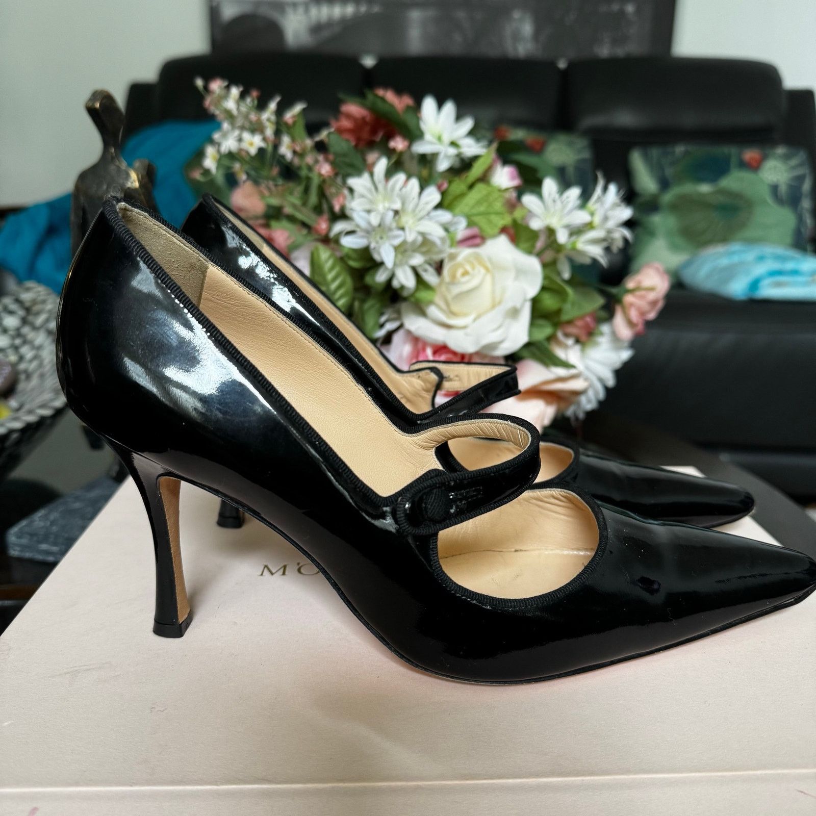 Manolo Blahnik Manolo Blahnik Black Patent Campari Mary Jane Pumps 41.5M Size US 11.5 / IT 41.5 - 1 Thumbnail